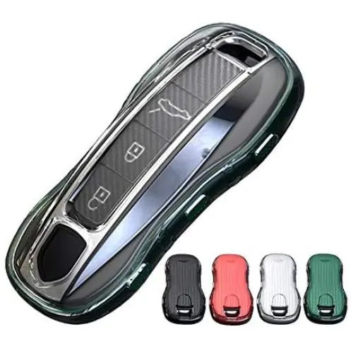 Green Key Cover for Porsche 2020 2021 Porsche Panamera Cayenne Macan 918 fit car Keyless Entry Remote TPU Key case Shell Bag