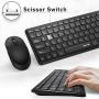 Wireless Keyboard and Mouse Combo, Jelly Comb KUT027 Wireless Keyboard and Mouse-- 2.4GHz Full Size Ultra-Thin Keyboard Mouse for Computer, Laptop, PC, Desktop, Windows 7, 8, 10 - Black