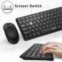 Wireless Keyboard and Mouse Combo, Jelly Comb KUT027 Wireless Keyboard and Mouse-- 2.4GHz Full Size Ultra-Thin Keyboard Mouse for Computer, Laptop, PC, Desktop, Windows 7, 8, 10 - Black