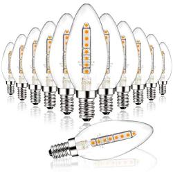 CP3 E12 LED Candelabra Light Bulb 40W Equivalent, Non-Dimmable 4W 400LM Candle Light Bulb 360 Degree lighting Chandelier Light Bulbs with Decorative Candle Base, Clear Glass, 2700K Warm White, 12 Pack