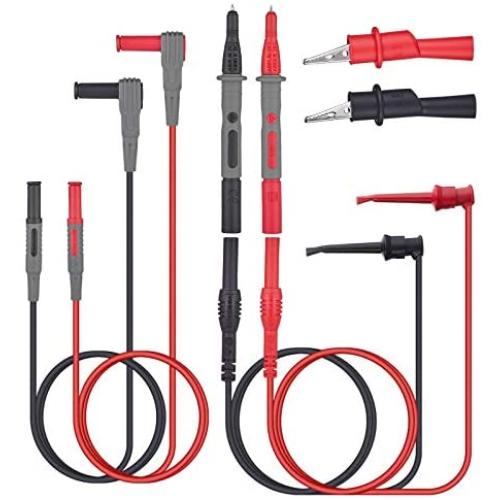 Multimeter Electronic Test Lead Kit with Insulation Alligator Clips WGGE WG-012 clamp meter, 42 inch PVC Lead Extensions, Plunger Mini-Hooks and 4 inch Heavy Duty Test Probe