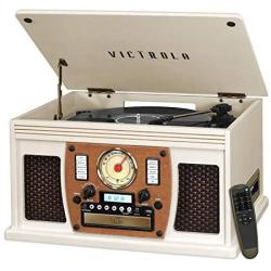 Victrola 8-in-1 Bluetooth Record Player & Multimedia Center, Built-in Stereo Speakers - Turntable, Wireless Music Streaming | Oak