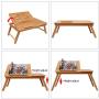 Bamboo Laptop Desk, Adjustable Portable Breakfast Serving Bed Tray with Tilting Top Drawer for Surfing Reading Writing Eating (Bamboo)