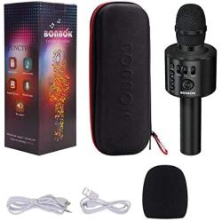 BONAOK Wireless Bluetooth Karaoke Microphone,3-in-1 Portable Handheld Karaoke Mic Speaker Machine Birthday Home Party for Android/iPhone/PC or All Smartphone (Q37 Black)