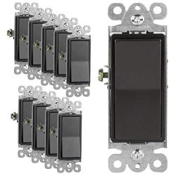 ENERLITES Elite Series Decorator Rocker Light Switch, 15A 120V/277V, Single Pole, 3 Wire, Grounding Screw, Residential Grade, UL Listed, 91150-DB, Dark Bronze Color (10 Pack)