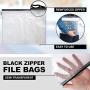 16-Pack Black Zipper Pouch (8 Sizes), Zipper File Bags File Holders with Grid Travel Pouch as Multipurpose Organizer - Clear Mesh Weatherproof Protection