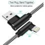 90 Degree iPhone Charger 10ft Lightning Cable Right Angle iPhone Cable 3 Pack Quick&Fast Charging Nylon Braided Charger Cord Compatible with iPhone 12 11 Xs MAX XR X 8 7 6s Plus
