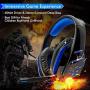 Gaming headser for PS4 Xbox one, Beexcellent Newest Deep Bass Stereo Sound Over Ear Headphone with Noise Isolation LED Light for PC Laptop Tablet Mac (Blue)