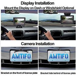 AMTIFO A12 HD Backup Camera Kit Two Video Channels Monitor Driving Hitch Rear/Front View Observation System for Trucks,Cars,Campers,DIY Guide Lines,Super Night Vision