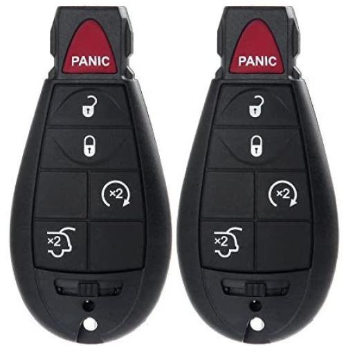 Keyless Remote,ECCPP 2X 5 Button 433MHz Replacement Unncut Automotive Keyless Entry Remote Control Transmitter Key Fob for Jeep Dodge Chrysler M3N5WY783X