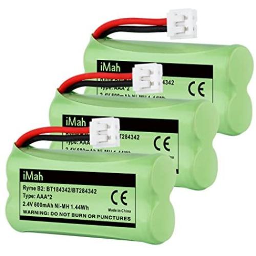 iMah BT184342/BT284342 Cordless Phone Battery Pack Compatible with Vtech AT&T BT18433/BT28433 BT1011 BT1018 BT1022 BT1031 CS6219 CS6229 DS6151 Motorola L602 L701 Handset, Pack of 3