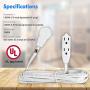 Maximm Cable 4 Ft 360° Rotating Flat Plug Extension Cord/Wire, 16 AWG Multi 3 Outlet Extension Wire, 3 Prong Grounded Wire - White - UL Listed