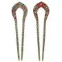 2 Pcs Vintage Hair Stick, Crystal Rhinestone Double Prong Hair Pin Stick Hairstyle Chignon Hairpin 2 Pcs Vintage Hair Stick, Crystal Rhinestone Double Prong Hair Pin Stick Hairstyle Chignon Hairpin