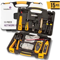 InstallerParts Network Repair Tool Kit 15 In 1 – Electronic Tool Set | Crimping Tool, LAN/Ethernet/Cat5/Cat6 Cable Tester, Gauge Wire Stripper Cutting Twisting Tool, Punch Down, Screwdriver, Knife