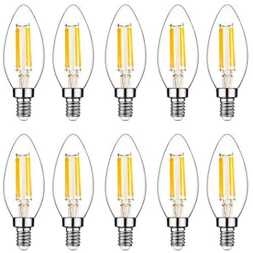 E14 LED Bulb, Dimmable with Dimmer Switch, 110v, 300 Lumens, 2700k, 4w, 40w Equivalent, Best Replacement for Halogen and Incandescent Bulb, Candelabra LED Bulbs, 10 Pack