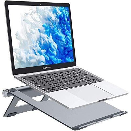Nulaxy Foldable Laptop Stand, Portable Aluminum Computer Riser, Adjustable Macbook Cooing Holder for MacBook Air Pro, Dell, HP, Lenovo from 10-15.8’’ Laptops, Grey