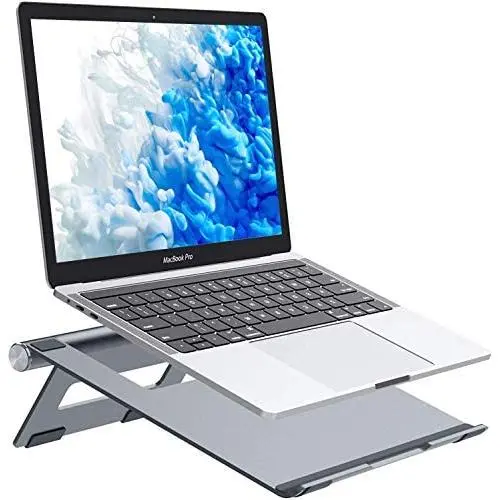 Nulaxy Foldable Laptop Stand, Portable Aluminum Computer Riser, Adjustable Macbook Cooing Holder for MacBook Air Pro, Dell, HP, Lenovo from 10-15.8’’ Laptops, Grey