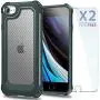 iPhone 6S Case, iPhone 6 Case with [ Screen Protector Tempered Glass x2Pack] SUPBEC Protective Phone Cover with Silicone PC+TPU Shockproof Rubber Heavy Duty Case for iPhone6 / iPhone6S-Clear Green