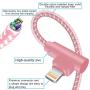 90 Degree iPhone Charger 10 FT 3 Pack Lightning Cable Right Angle Braided iPhone Charging &Syncing Cord for iPhone12/11/Pro/Xs Max/XS/XR/X/iPad/iPod (Rose Gold,10Feet)