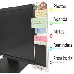 Quadow Monitor Message Board/Computer Monitors Side Panel/Notes Memo Board Message for Monitors,1Set (Left & Right) (with Phone Holder)