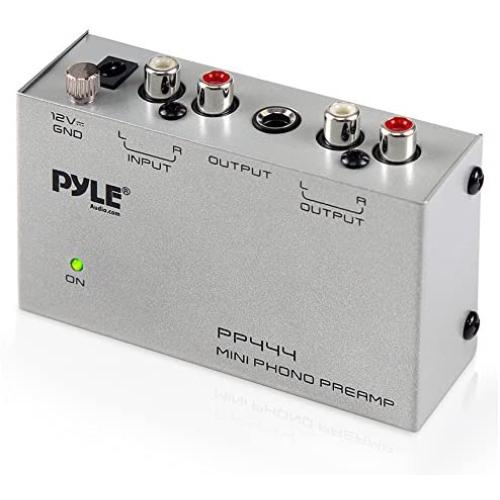 Pyle Phono Turntable Preamp - Mini Electronic Audio Stereo Phonograph Preamplifier with RCA Input, RCA Output & Low Noise Operation Powered by 12 Volt DC Adapter (PP444)