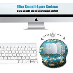 Dooke Ergonomic Mouse Pad with Wrist Support, Cute Mouse Pads with Non-Slip Rubber Base for Home Office Working Studying Easy Typing & Pain Relief Almond Blossoms