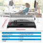 Binding Machine, 21-Holes, 450 Sheets, Comb Binding Machine with Starter Kit 100 PCS 3/8 Comb Binding Spines, Comb Binding Machine Perfect for Letter Size, A4, A5 or Smaller Sizes Office Documents