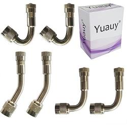 Yuauy 2 Set of 45 90 135 Degree Valve Stem Extension Extenders Tyre Angled Brass Universal Schrader Adapter for Car Motorcycle Bike Scooter (2 PCs in Each Angle)