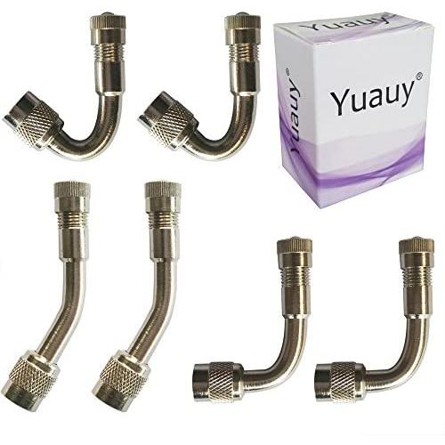 Yuauy 2 Set of 45 90 135 Degree Valve Stem Extension Extenders Tyre Angled Brass Universal Schrader Adapter for Car Motorcycle Bike Scooter (2 PCs in Each Angle)
