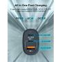 USB C Car Charger 60W Key Power Fast Car Charge Type C Car Charger Adapter - Dual USB-C and USB-A Ports with 30W & 22.5W Compatible with iPhone 12/11/11 Pro Max/XS/XR/SE, iPad Pro, Galaxy, Pixel