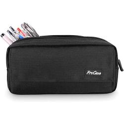 ProCase Pencil Case, Big Capacity Pen Holder Bag Pouch College School Supplies Stationery Storage Office Desk Organizer with Zipper for Student Teen Girl Boy Adult –Black