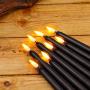 Datomarry Pack of 12 Black Base Flickering Flameless Taper Candles with Remote and Timer,11 inch Yellow Glow Plastic Battery Powered Realistic Christmas Candles Lights
