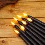 Datomarry Pack of 12 Black Body Flickering Flameless Taper Candles,11 inch Yellow Glow Plastic Battery Powered Realistic Christmas Candles Lights