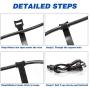 OneLeaf 80PCS Reusable Cable Ties, Black Adjustable 6-Inch Cord Organizer Ties, Multi-purpose Hook Loop Cable Management Wire Ties for Organizing Home, Office, Data Centers