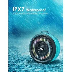 SKYWING Soundace S6 - Small Portable Speaker IPX7 Waterproof Shower Bluetooth Speaker with LED Lights 15H Playtime Perfect Mini Wireless Outdoor Speaker for Pool Beach Travel Camping Hiking BBQ Gift