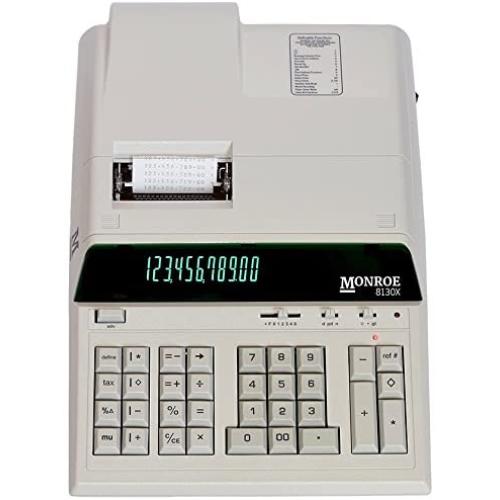 (1) Monroe 8130X 12-Digit Print/Display Professional Heavy-Duty Calculator in Ivory with Extended Life Calculator Body