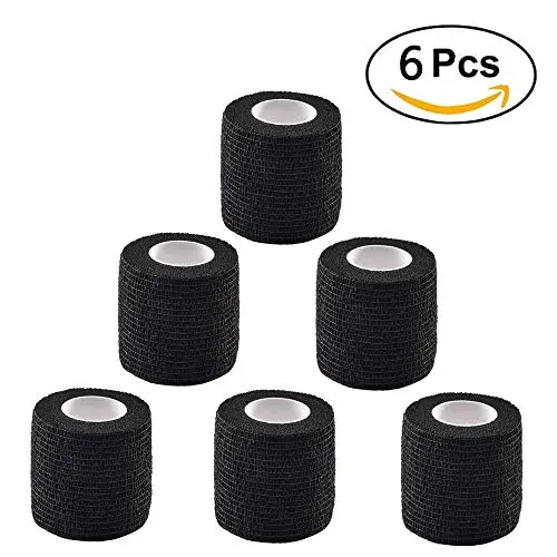 ESKONI Tattoo Grip Cover Wrap - Romlon 6pcs Disposable Cohesive Tattoo Grip Wrap Self Bandage Wrap Elastic Tattoo Grip Tape Tube for Tattoo Machine Tattoo Grip Accessories Sports Tape Cover