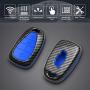 TANGSEN Key Fob Case for CHEVROLET Chevy BOLT CAMARO CRUZE EQUINOX MALIBU SONIC TRAVERSE TRAX VOLT 4 Button Keyless Entry Remote Black Carbon Fiber Pattern ABS Blue Silicone Cover