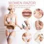 Electric Razor for Women, Tencoz Hair Removal for Women 2 in 1 Wet & Dry Painless Rechargeable for Legs Underarms and Bikini Pop-Up Trimmer 2 Changeable Trimmer Heads (Rose Gold)