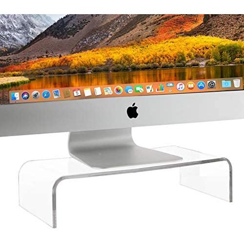 Homeries Acrylic Monitor Stand (3.7 Inches High) | Universal Computer Riser for Home, Office, Business, Desk, Gamers | Multi Media Platform Lift for Laptop, Printer, TV Screen, PC |Extra Storage Space