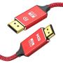 DisplayPort to HDMI Cable,Capshi [4K UHD] Uni-Directional Nylon Braided Gold-Plated DP to HDMI Cord Display Port to HDMI Male Connector -6 Feet