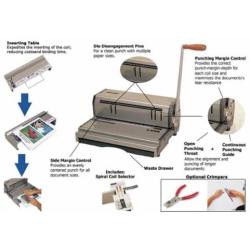 Akiles 13'' Heavy Duty Coilmac M 41 manual Punching & Binding Machine with EZ Inserting Table