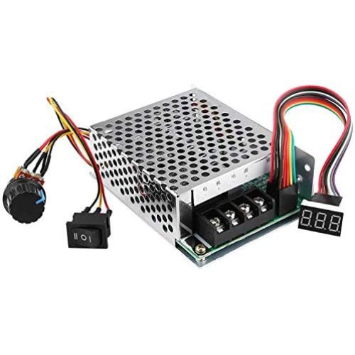 ICQUANZX Stepless DC Motor Speed Controller 10V-55V 12V 24V 36V 40A,with Forward-Brake-Reverse Switch,Ajustable Potentiometer &Digital Display