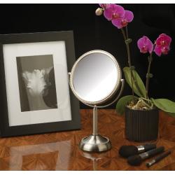 Jerdon JP910NB 6-Inch Tabletop Two-Sided Swivel Vanity Mirror with 10x Magnification, 11-Inch Height, Nickel Finish