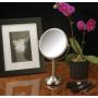 Jerdon JP910NB 6-Inch Tabletop Two-Sided Swivel Vanity Mirror with 10x Magnification, 11-Inch Height, Nickel Finish