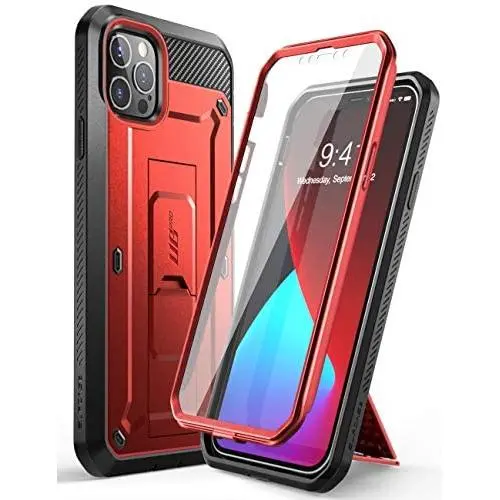 SUPCASE Unicorn Beetle Pro Series Case for iPhone 12 Pro Max (2020 Release) 6.7 Inch, Built-in Screen Protector Full-Body Rugged Holster Case(Ruddy)