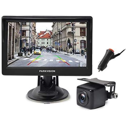 PARKVISION Wired Backup Camera Kit,AHD 720P reversing backup camera with 5IPS Screen monitor visable from every angle,IP68 Waterproof Night Vision rear front view camera for Pickups,Trucks,RVs,Vans.