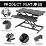 ZHU CHUANG Stand Up Desk Standing Desk Converter Gas Spring Sit Stand Desk Workstation Sit to Stand Desk Riser (Black 1)