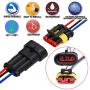HIFROM 10 Kit (2 + 3 + 4 Pin) Car Male & Female Waterproof Electrical Connectors Plug Socket Kit With 10cm Wire AWG Gauge Marine