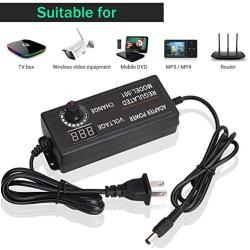 Universal AC/DC Switching Power Adapter, Adjustable Power Supply 100-240V AC to 9-24V 3A 50-60hz DC Converter with LED Voltage Display (9V-24V 3A)